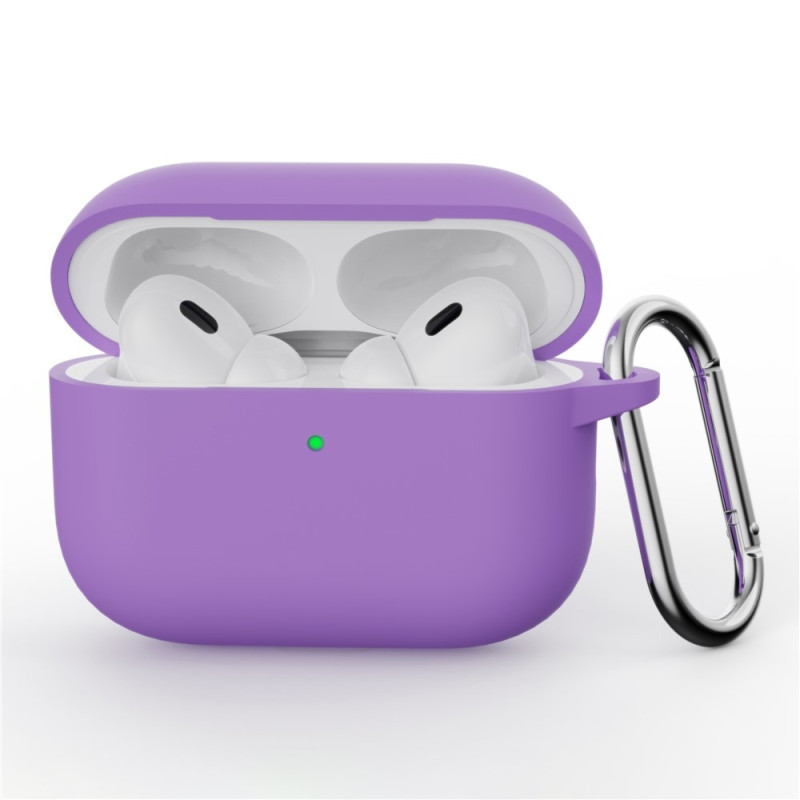 Til AirPods Pro 3 Silikone Etui Integreret Bluetooth Høretelefon Cover med Krog - Lilla