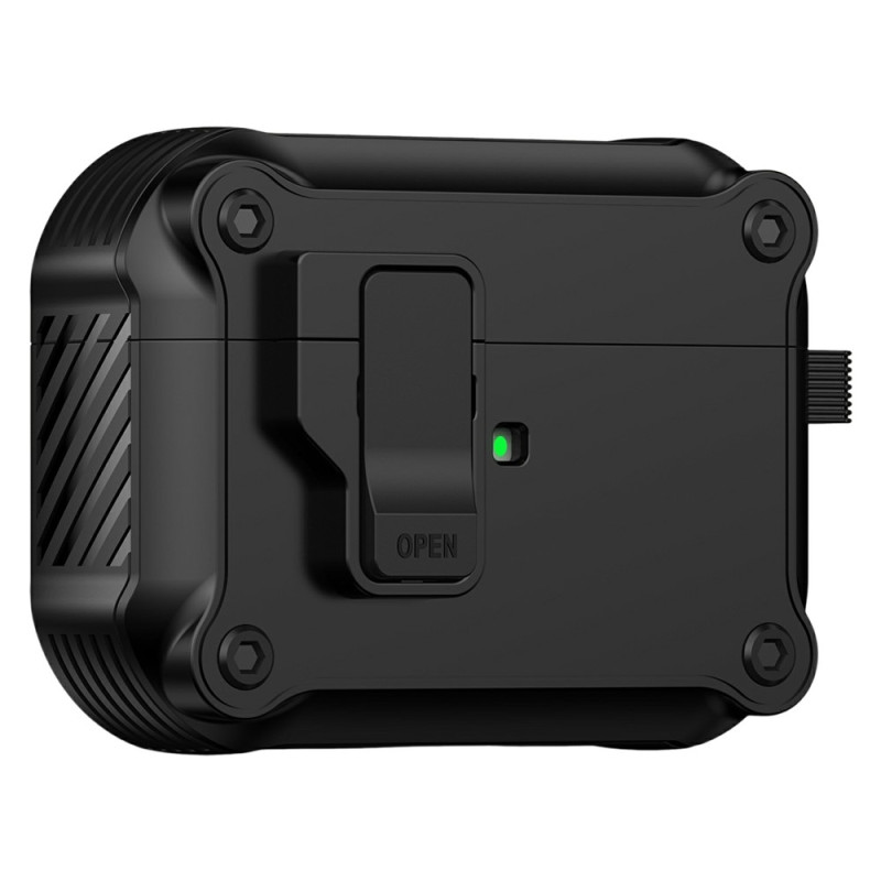 For AirPods Pro 3 Protective Case TPU + PC Shell with Hook / Carabiner - Black