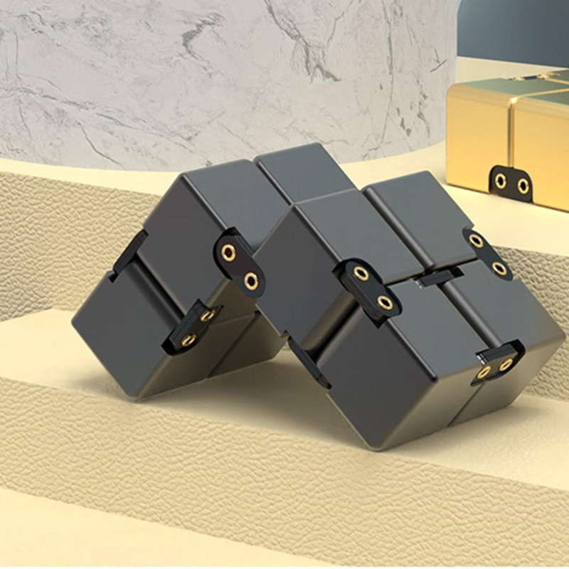 Fidget Toy Infinite Cube Stress Relief Flip Block - Musta - Ruusu