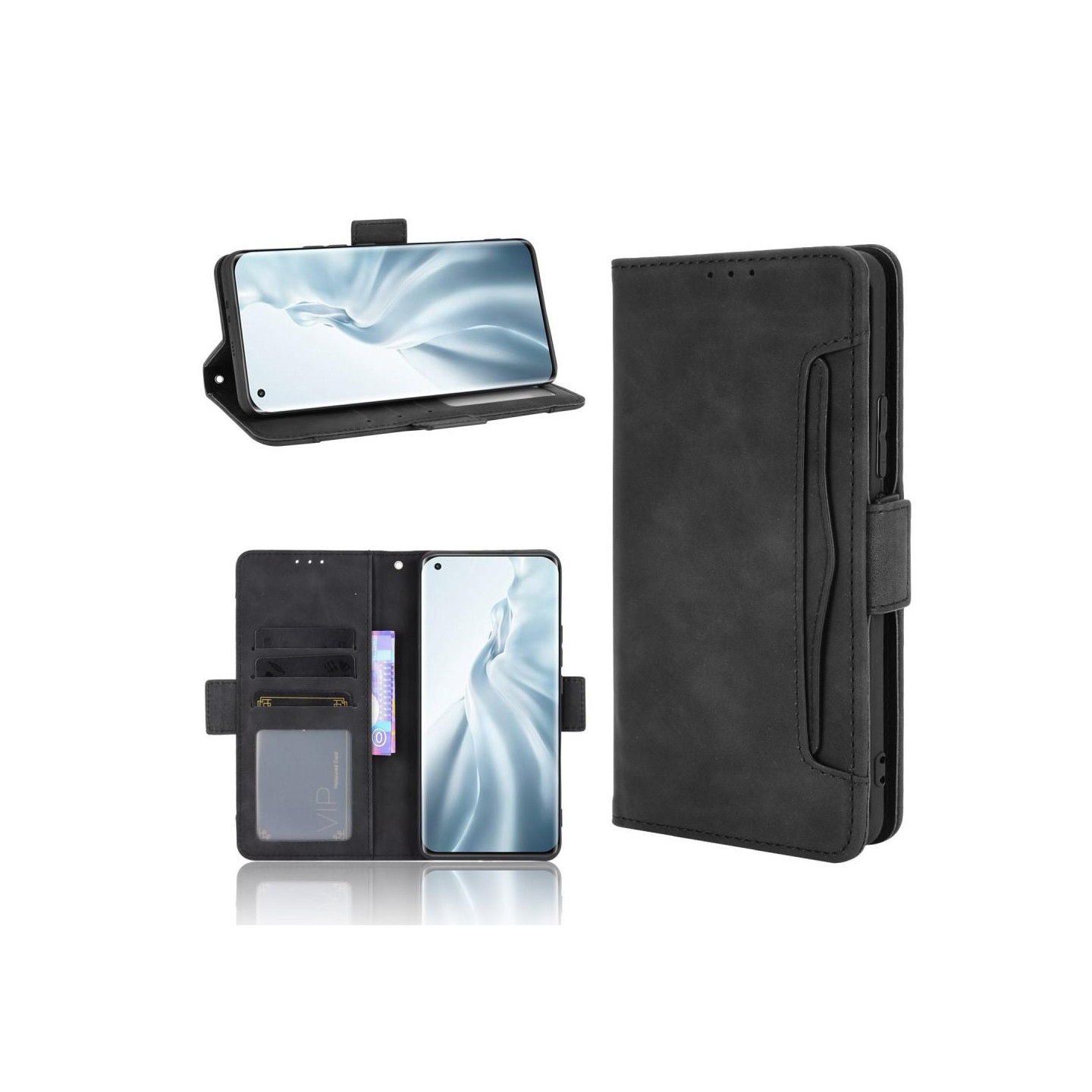 Wallet Stand Flip Phone Case for Xiaomi Mi 11 - Black
