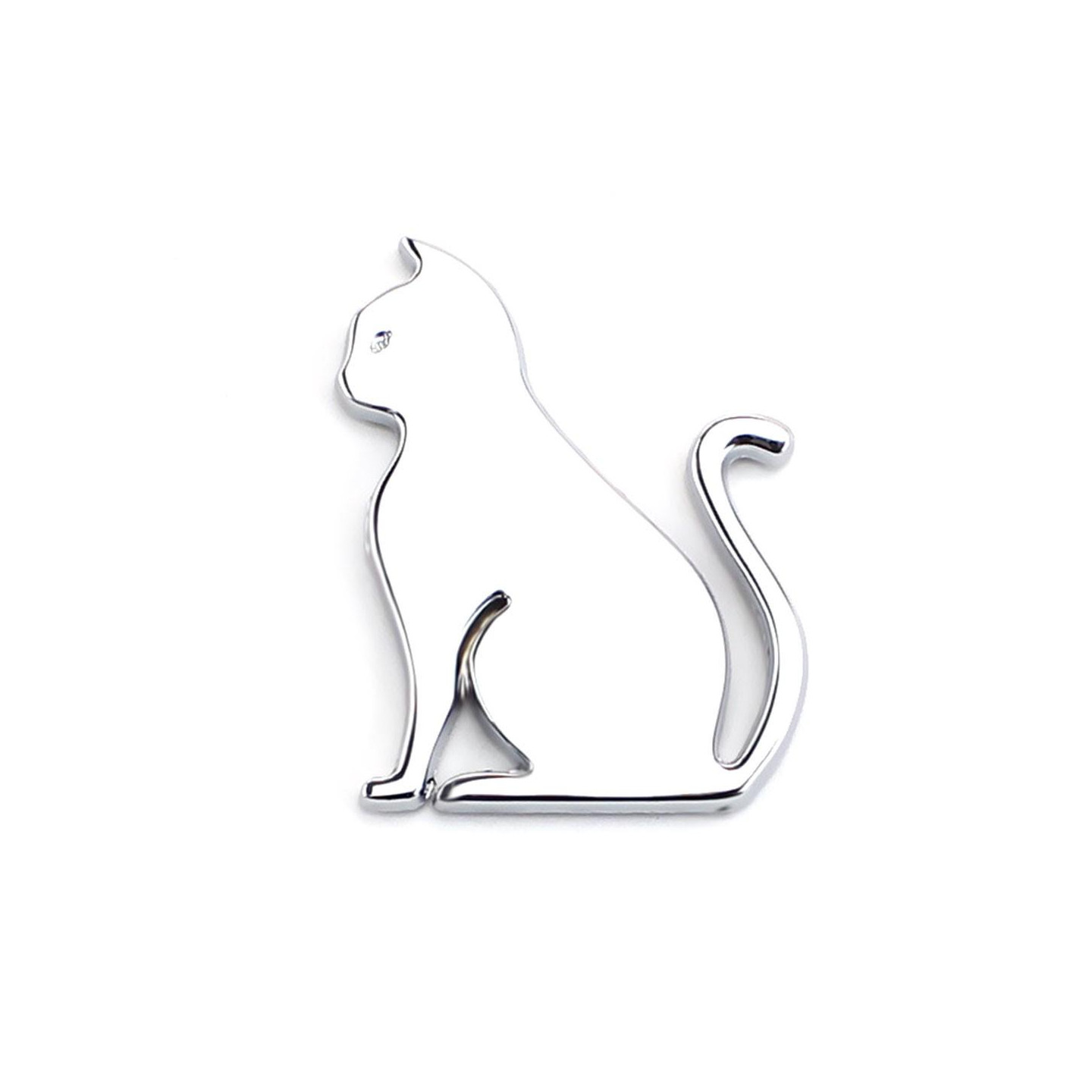 Metal Cat Sticker Støtfangerklistremerke Selvklebende dekorasjon - Sølv