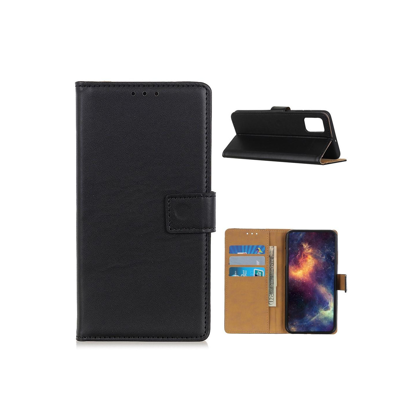 Wallet Stand Phone Case for Samsung Galaxy A02s - Black