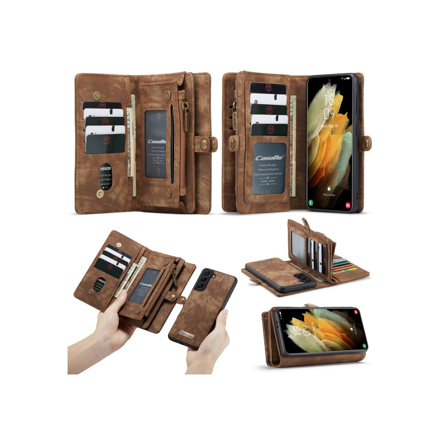 Samsung Galaxy S21 CASEME 2 - in - 1 Irrotettava - Ruskea