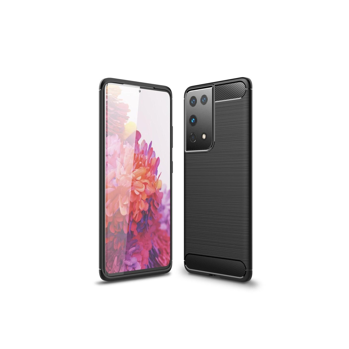 Samsung Galaxy S21 Ultra Karbonfiber Teksturdeksel - Svart