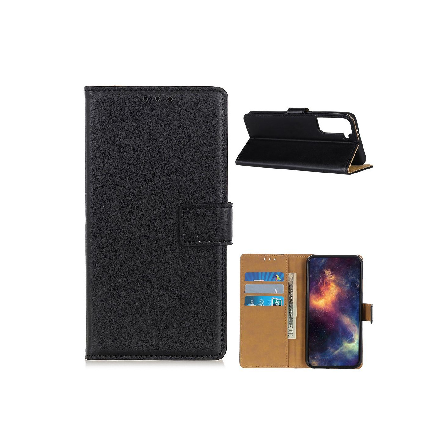 Wallet Stand Phone Case for Samsung Galaxy S21 - Black