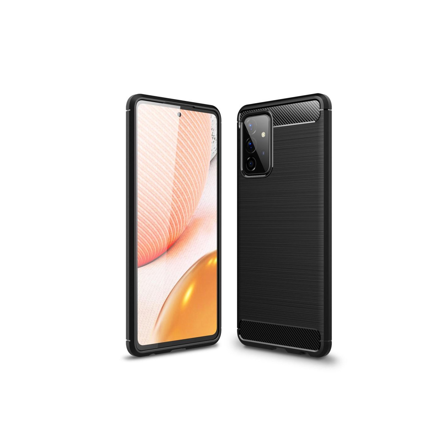 Samsung Galaxy A72 5G Karbonfiber Teksturdeksel - Svart