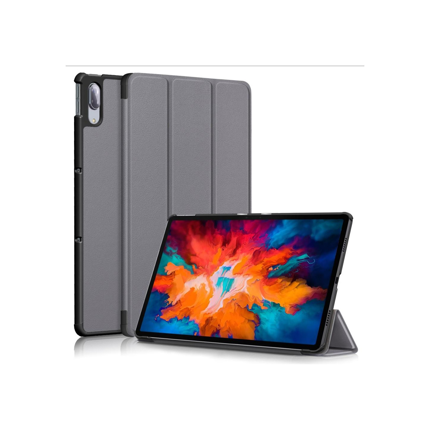 Trifoldet stativdæksel til Lenovo Tab P11 Pro TB - J706F - Grå
