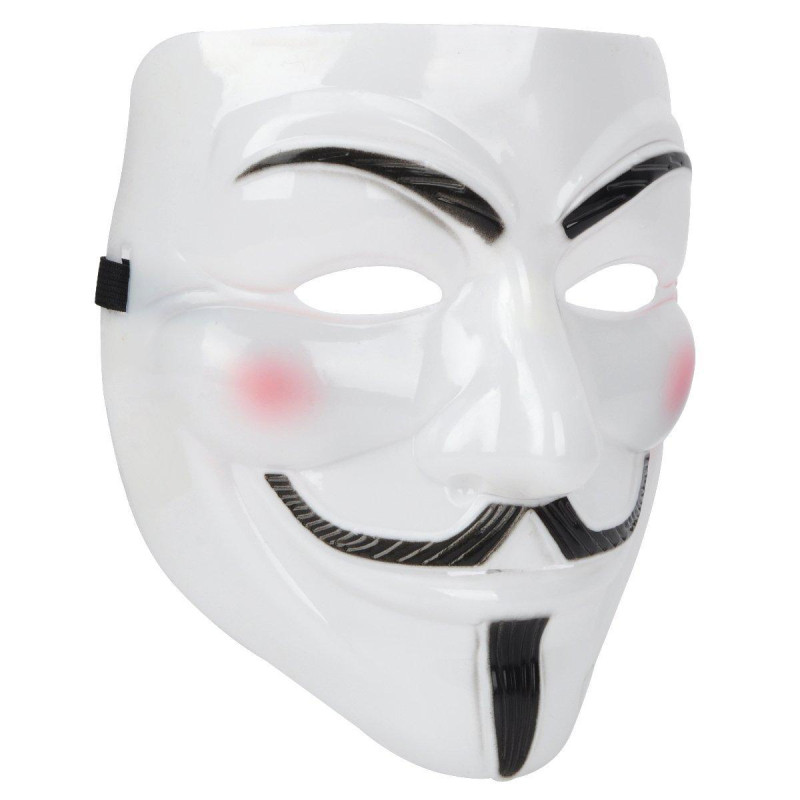 Anonym ansiktsmaske Guy Fawkes - Hvit - Rød