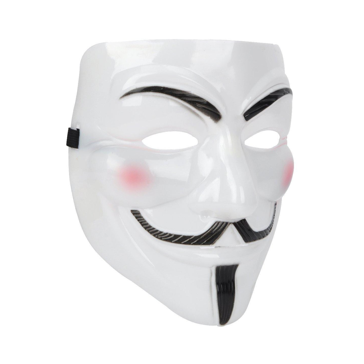 Anonym ansiktsmaske Guy Fawkes - Hvit - Rød