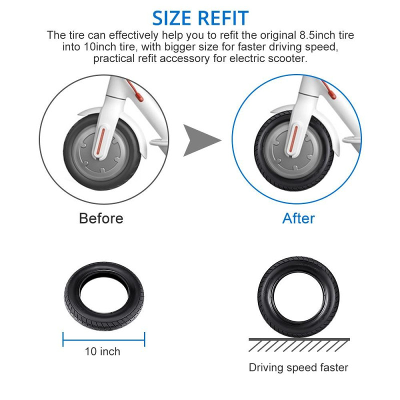 10" Dekk+slange til Xiaomi M365/M365 Pro Scooter, 2 - Pack