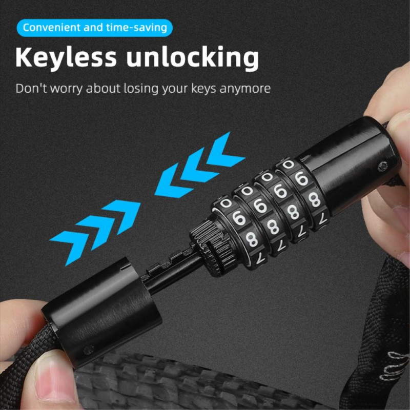 WEST BIKING 1.5m Bike Chain Lock 4 Digit Combination Lock