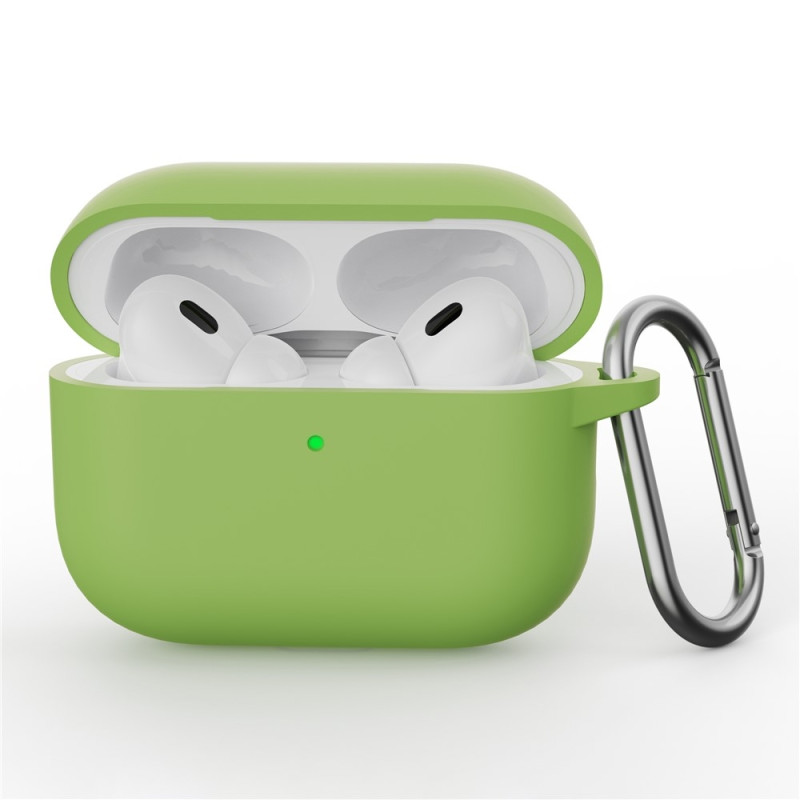Til AirPods Pro 3 Silikone Etui Integreret Bluetooth Høretelefon Cover med Krog - Matcha