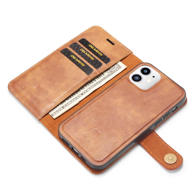 DG.MING For iPhone 12 Mini Stylish Wallet Case - Brown
