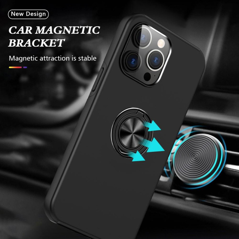 For iPhone 15 Pro Finger Ring Kickstand Hybrid Case - Black