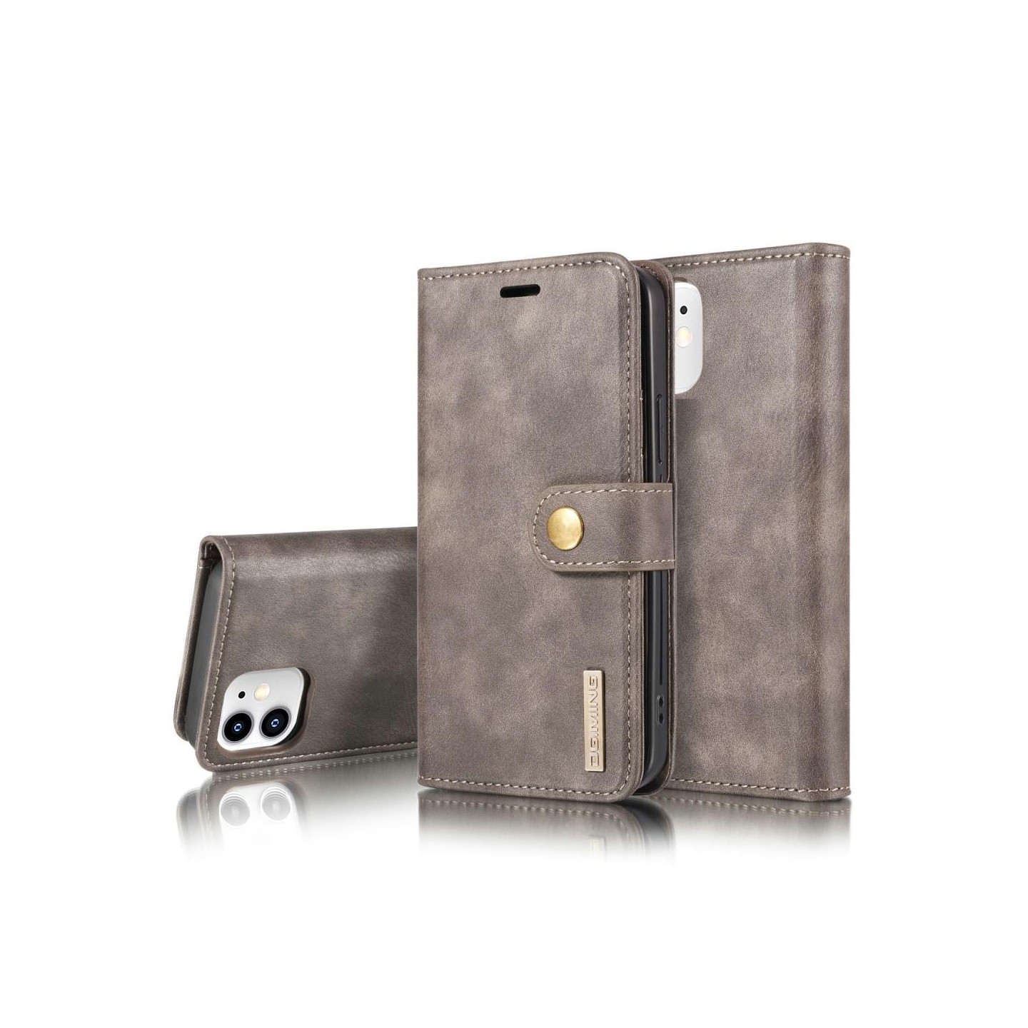 DG.MING For iPhone 12 Mini Stylish Wallet Case - Gray