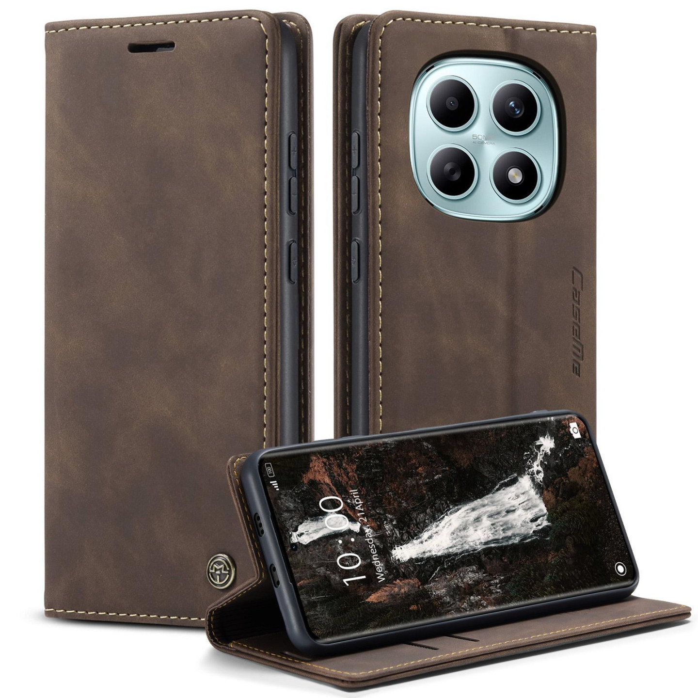 CASEME Retro Wallet Case for Xiaomi Redmi Note 15 / Xiaomi Poco M8 5G - Coffee