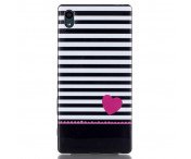 Sony Xperia Z5 TPU Skal Stripes and Pink Heart