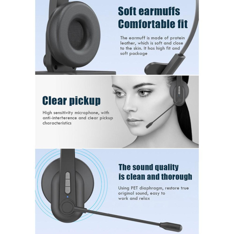 OY631 Bluetooth 5.3 Headset Customer Service Headphone with Mic Headset.
