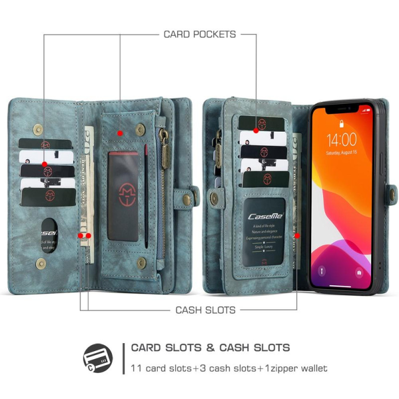 CASEME iPhone 12/iPhone 12 Pro 2 - in - 1 Lompakkopuhelimen kuori