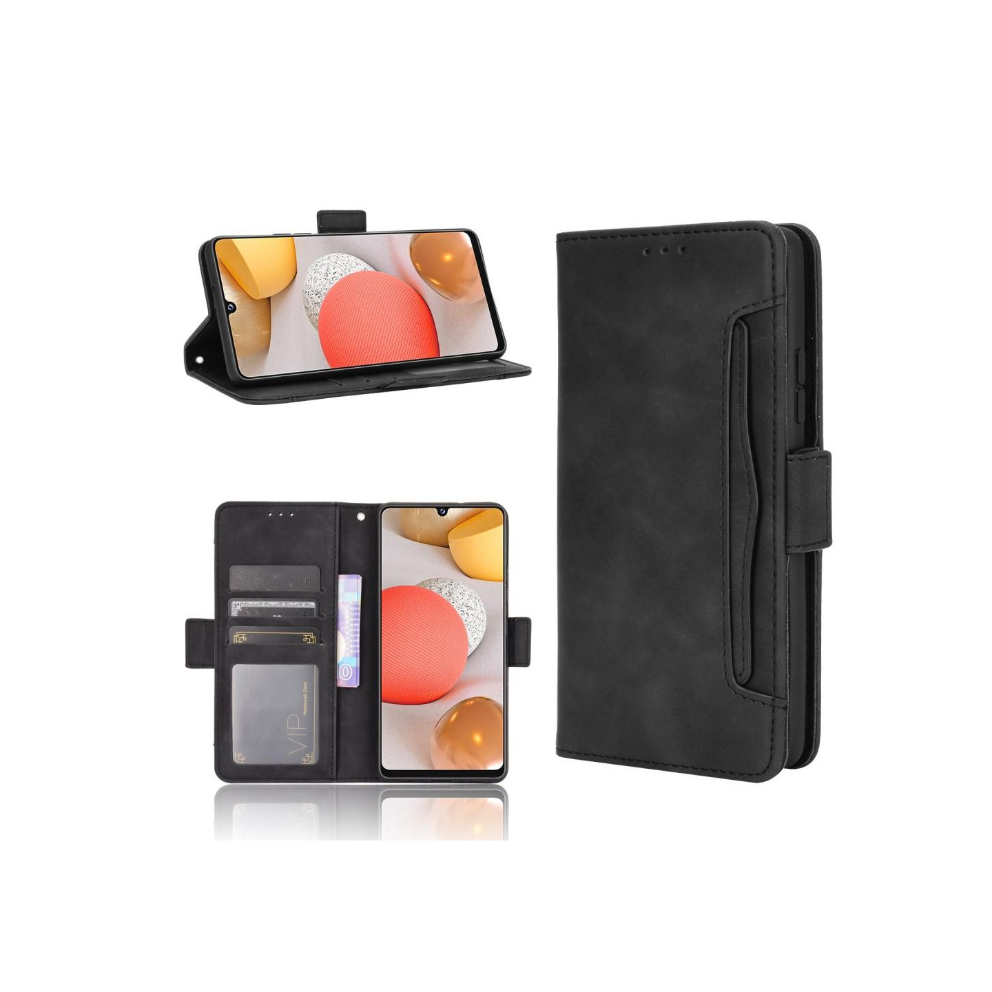 Wallet Stand Flip - telefonetui til Samsung Galaxy A42 5G - Sort