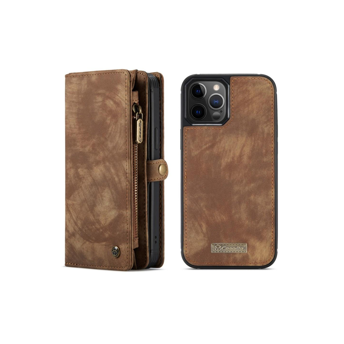 CASEME iPhone 12 / iPhone 12 Pro 2 - in - 1 Wallet Phone Shell Brown
