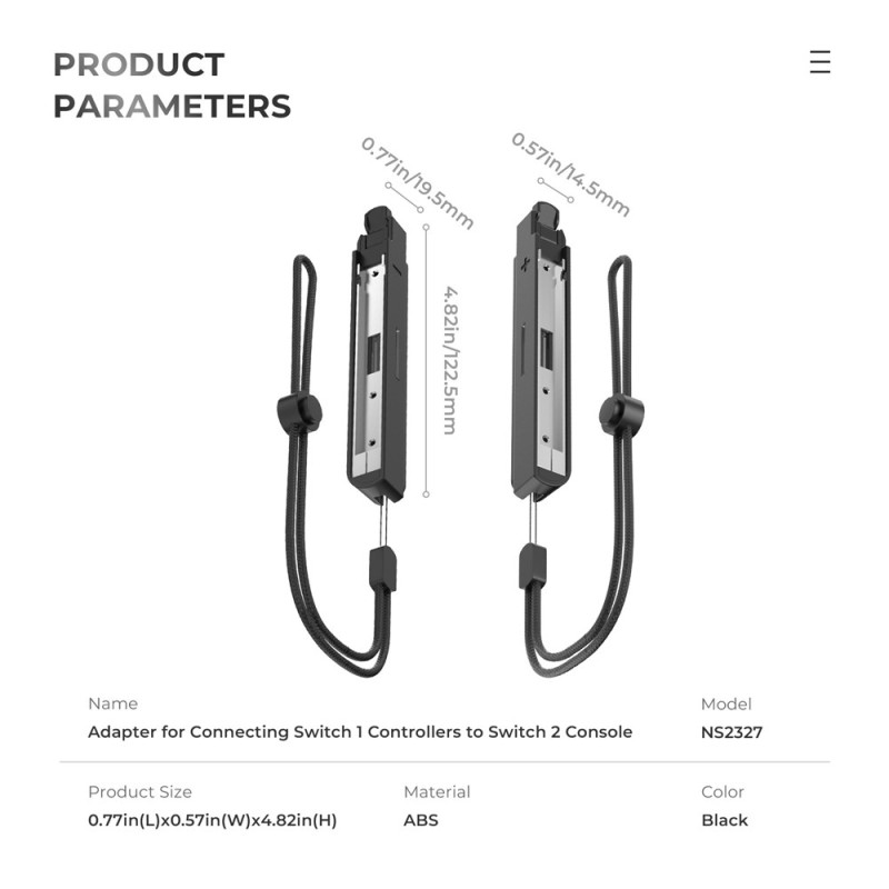 Joy-Con-adapter kompatibel med Nintendo Switch 1-controller til Switch 2