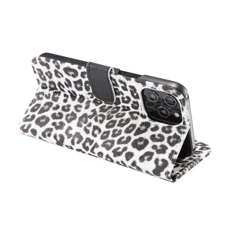 iPhone 12/12 Pro Lommebok - deksel Leopard - Hvit