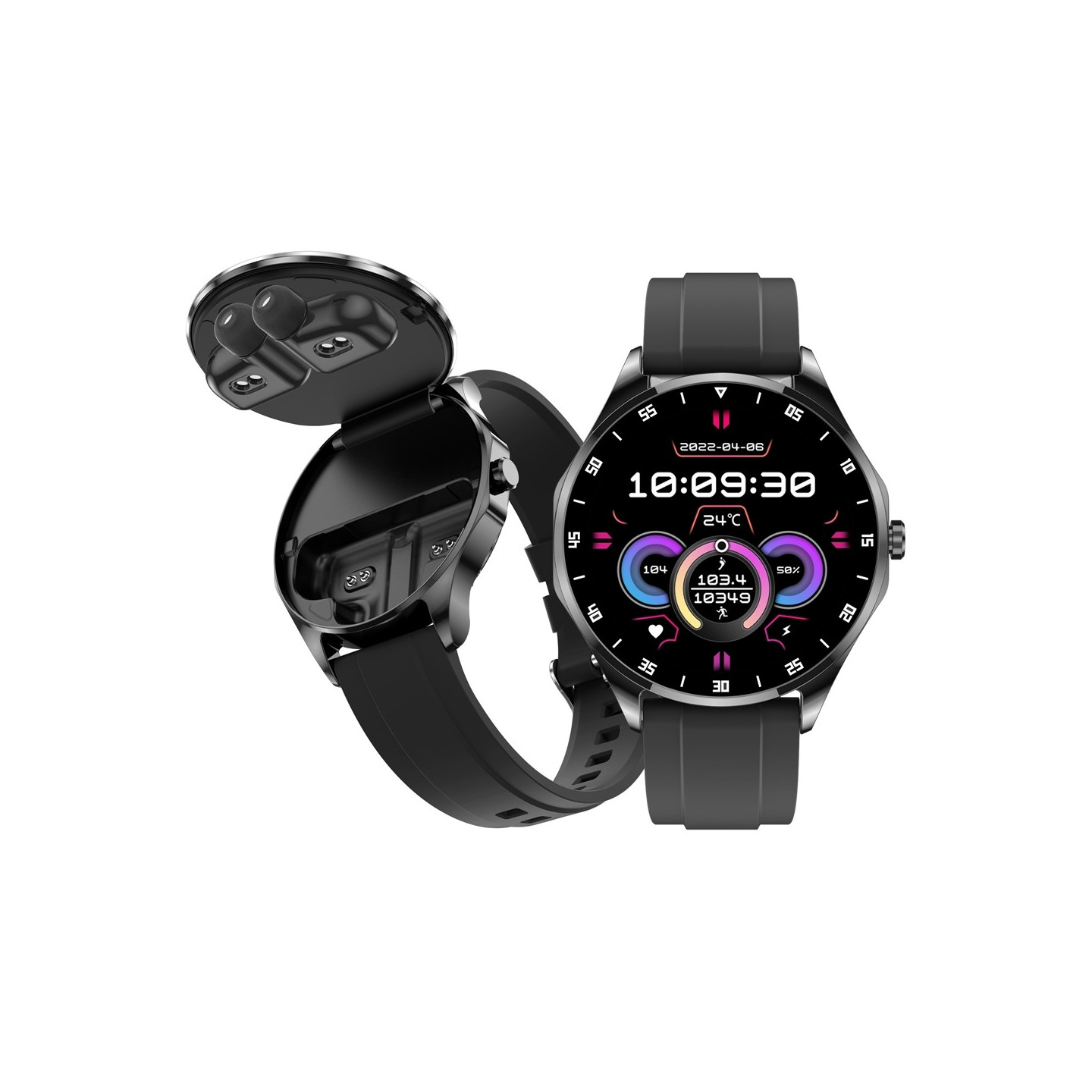 SmartWatch Smartwatch X20 2-i-1 Bluetooth-hovedtelefoner Sundhedsovervågning 1,43" skærm