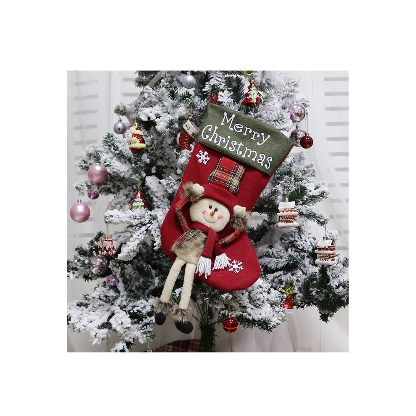 Christmas Stocking Sock Tree Hanging Decoration - Snowman