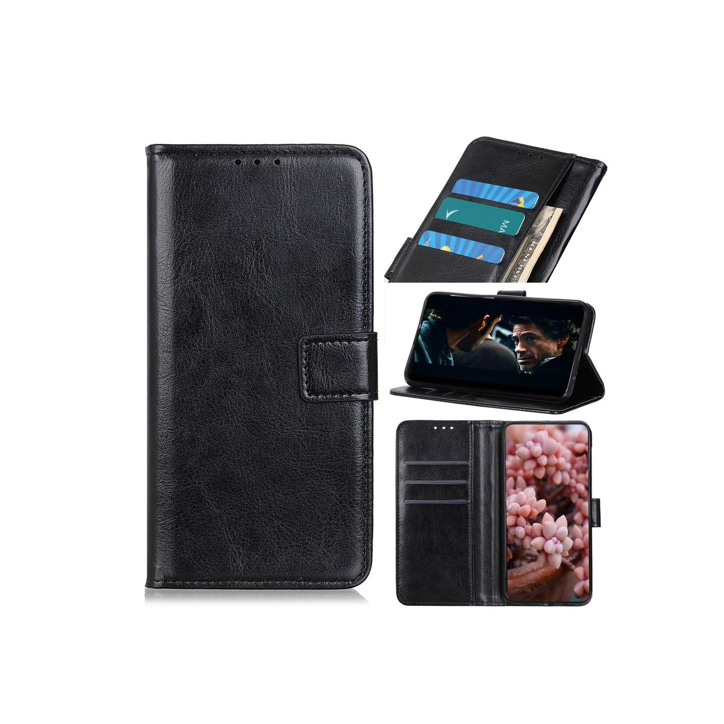 Motorola Moto E6s Lommebok - cover Sort