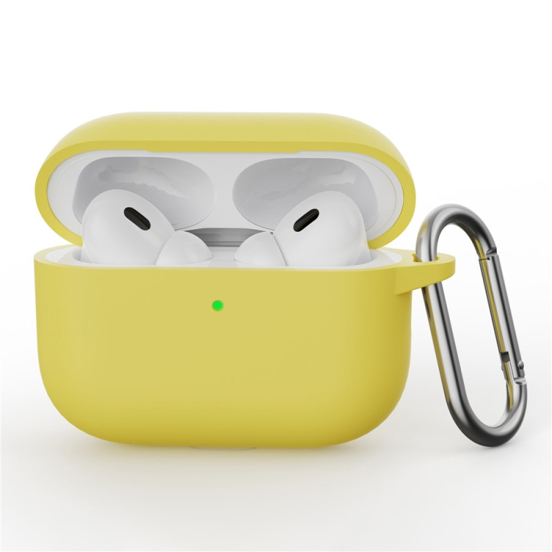 For AirPods Pro 3 Silicone Case Integrated Bluetooth Earphone Cover with Hook - Yellow