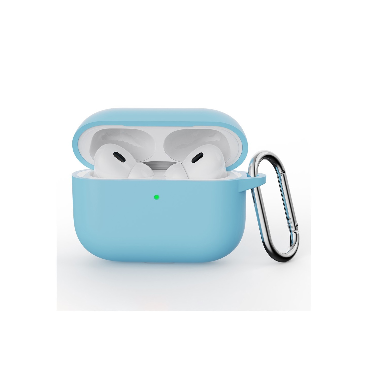 For AirPods Pro 3 Silicone Case Integrated Bluetooth Earphone Cover with Hook - Light Blue