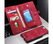 CASEME iPhone 6s 6 Plus Retro Split läder plånboksfodral Röd