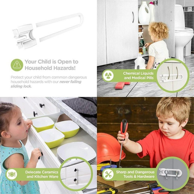 Child Proof Cabinet Lock Baby Safety Lock U Shaped Cabinet Latch for Home