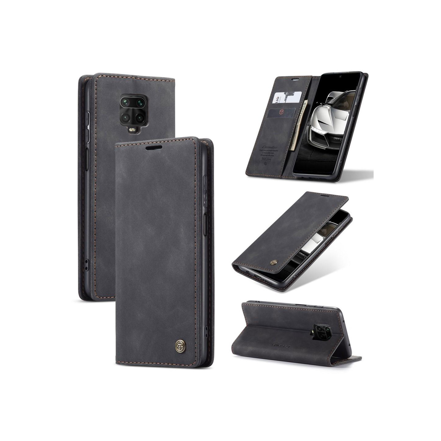 CASEME Retro lompakkokotelo Xiaomi Redmi Note 9 Prolle