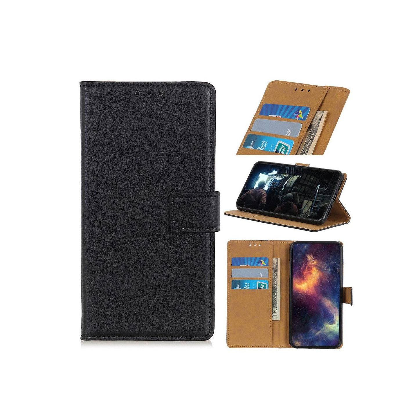 Lompakkoteline matkapuhelinkotelo Xiaomi Redmi Note 9 Pro - musta