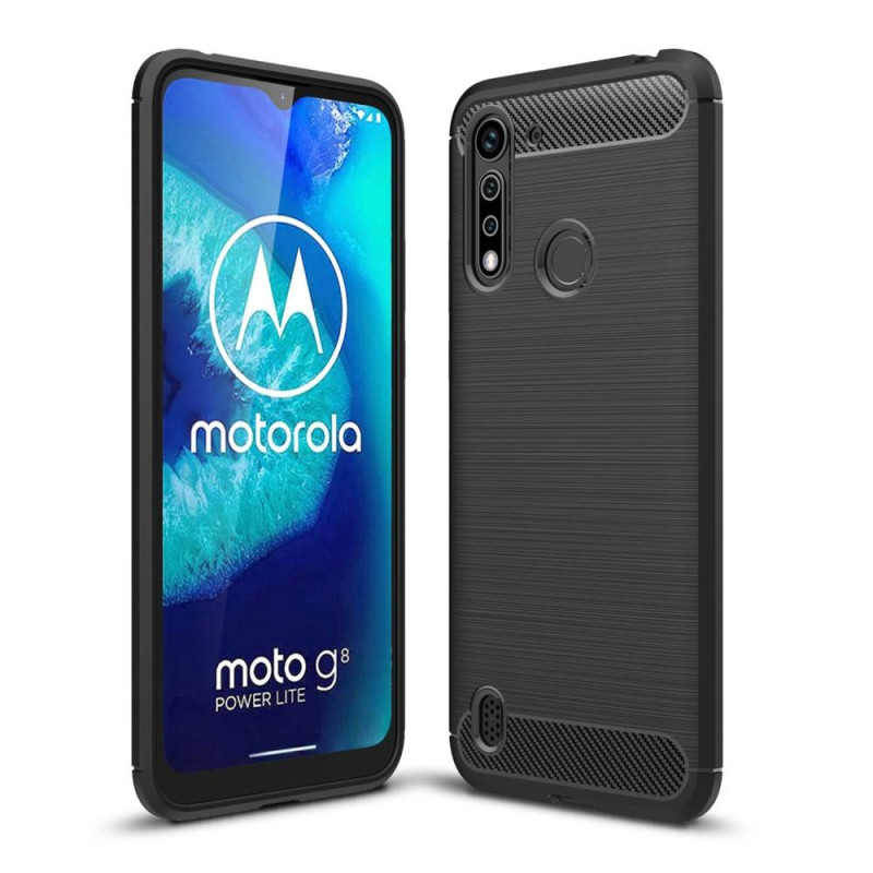 Motorola Moto G8 Power Lite Carbon Fibre Brushed TPU Back Cover - Black