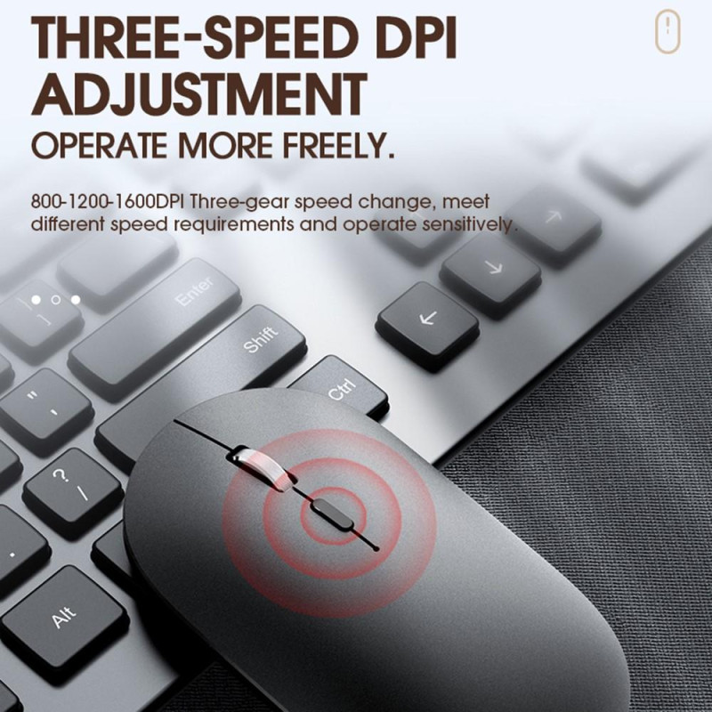 T - WOLF X2 Rechargeable 2.4G+Bluetooth Wireless Mouse for PC