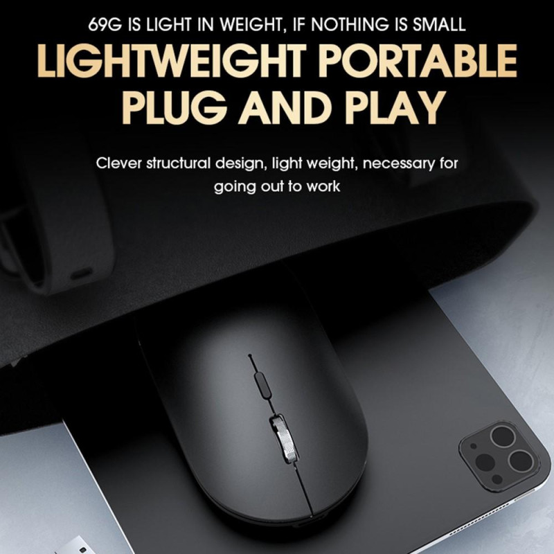 T - WOLF X2 genopladelig 2.4G+Bluetooth trådløs mus til pc