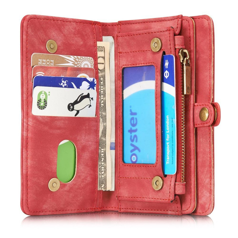 CASEME iPhone 8 / 7 / SE Retro Split läder plånbokscase - Red